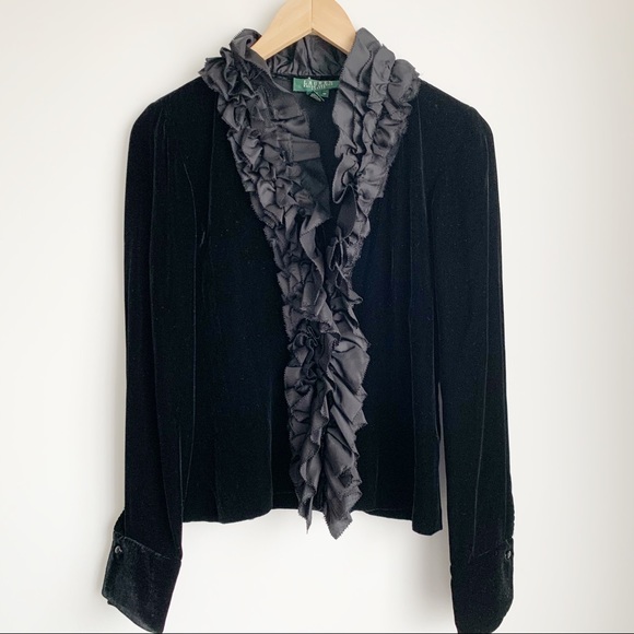 Lauren Ralph Lauren Tops - LAUREN RALPH LAUREN black velvet top with ruffles